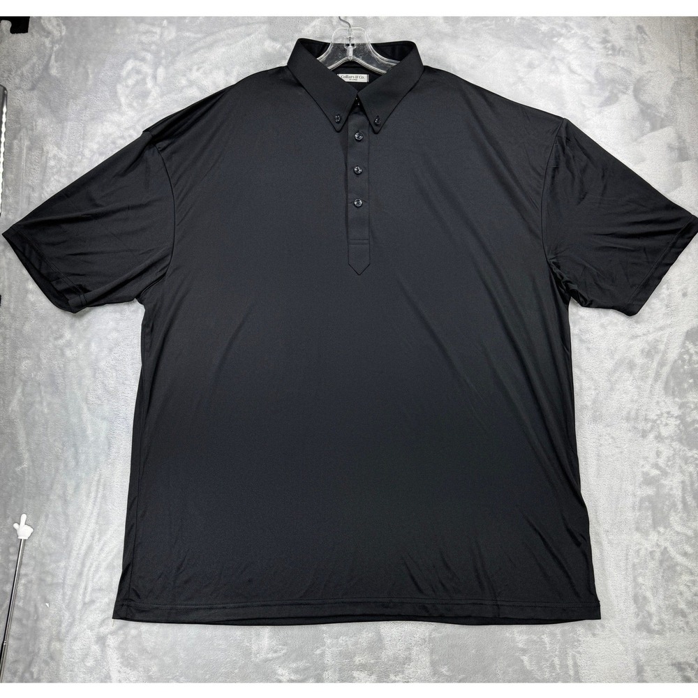 COLLARS & CO. Dress Collar Polo Mens 3XL Black Short Sleeve Performance - Picture 3 of 7